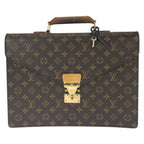 Louis Vuitton Monogram Serviette Conseil Brown Gold Leather Business Bag
