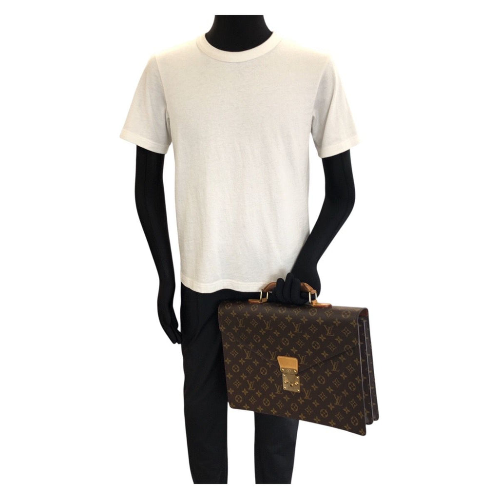 Louis Vuitton Monogram Serviette Conseil Brown Gold Leather Business Bag — view 7