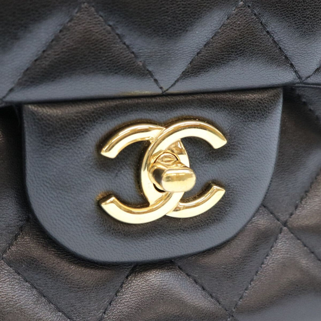 Chanel Black Lambskin Double Flap Maxi Quilted 30 Shoulder Bag — view 7