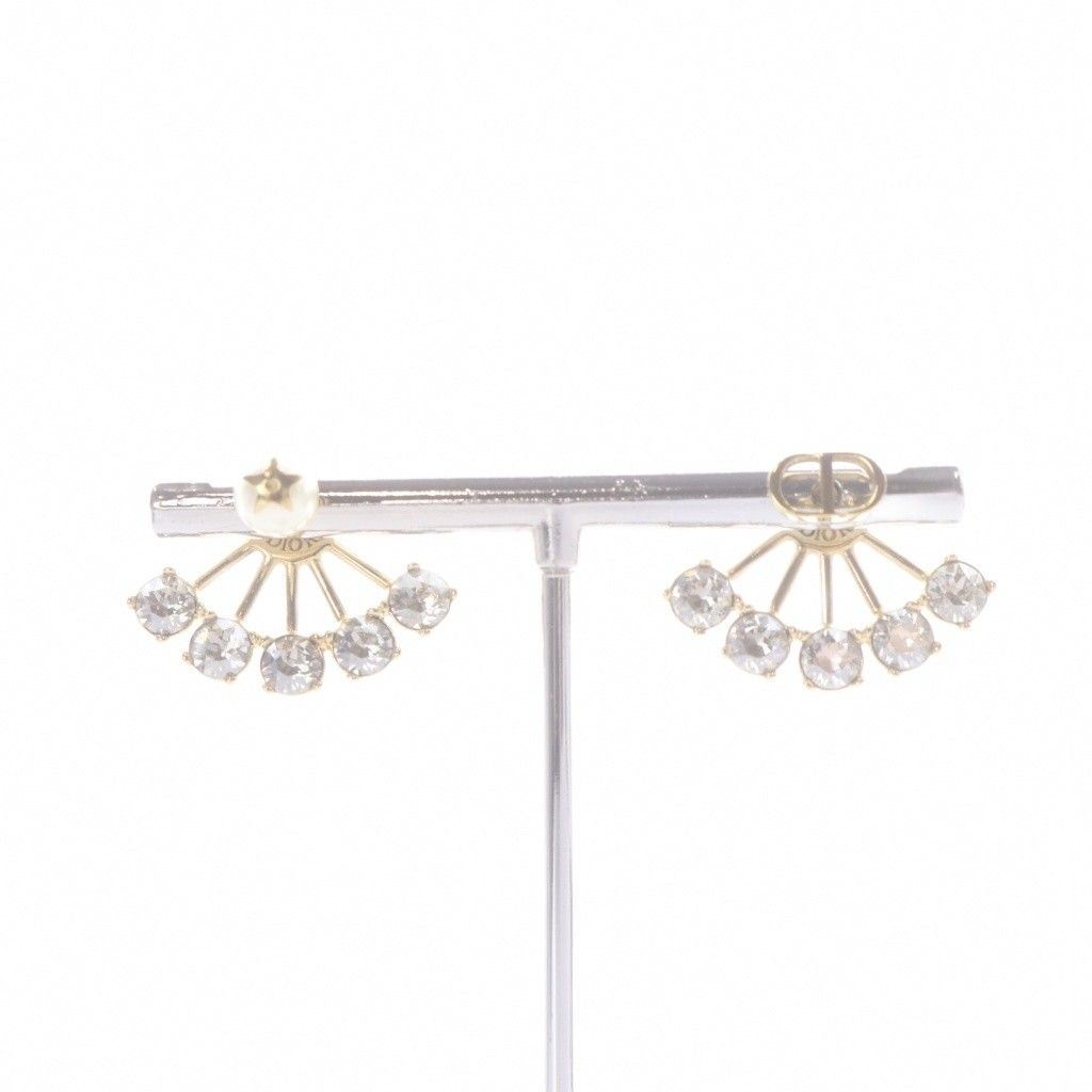 Dior Rhinestone CD Earrings Gold