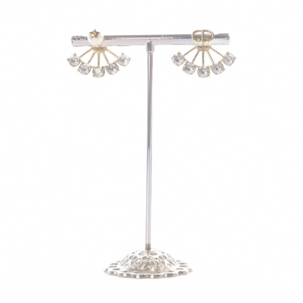 Dior Rhinestone CD Earrings Gold — view 2