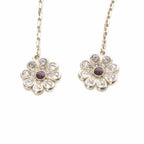 Chanel 18C CC Logo Rhinestone Flower Drop Earrings Gold — view 6