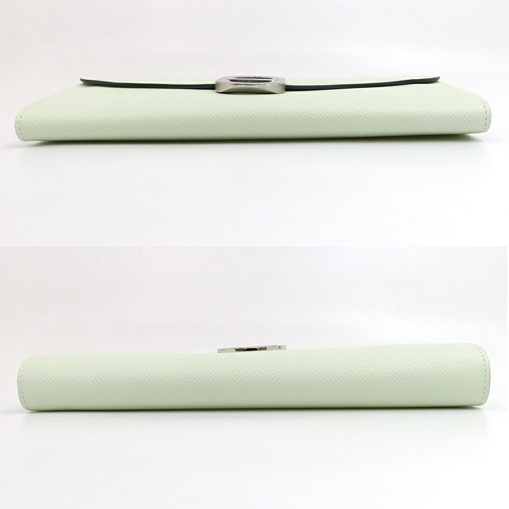 Hermes Maillon to Go Chaine D'ancre Veau Epsom Vert Fizz Silver Wallet — view 3