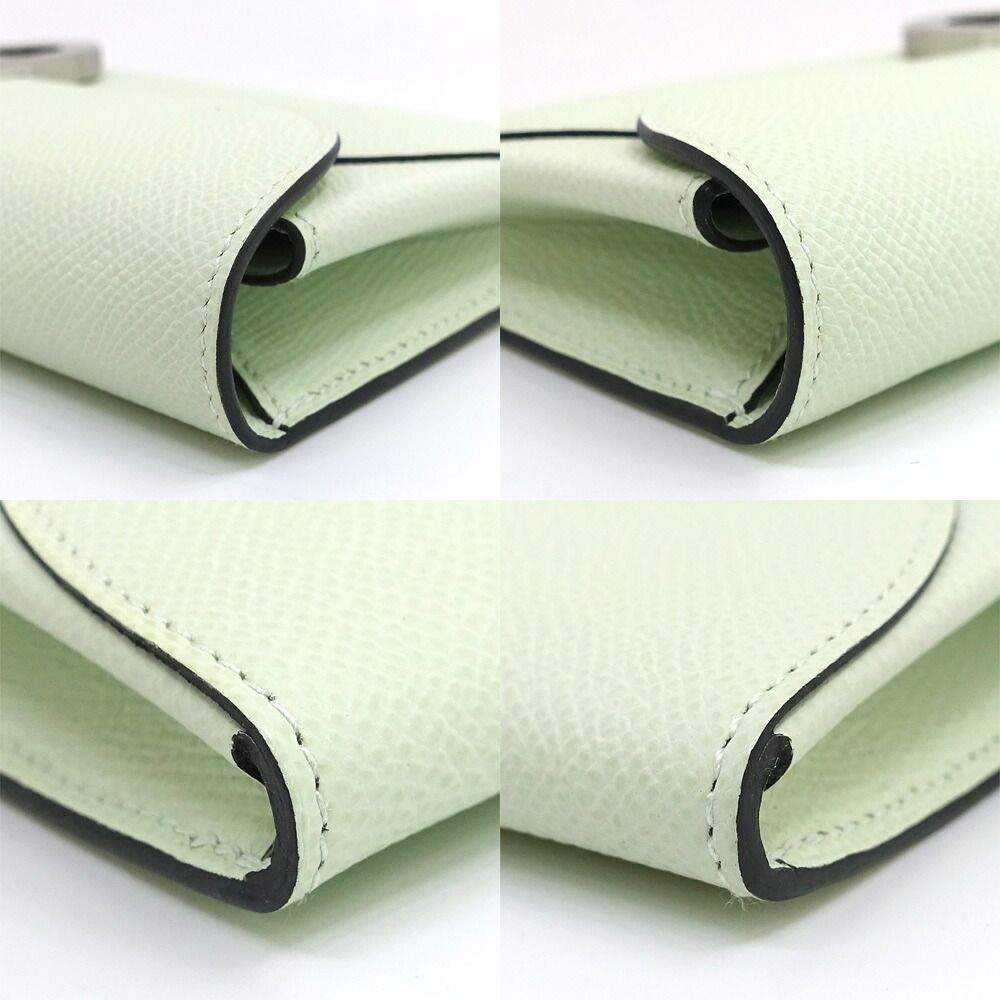 Hermes Maillon to Go Chaine D'ancre Veau Epsom Vert Fizz Silver Wallet — view 5