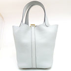 Hermes Picotin Lock PM 18 Light Blue Taurillon Clemence GD Handbag Bag — view 4