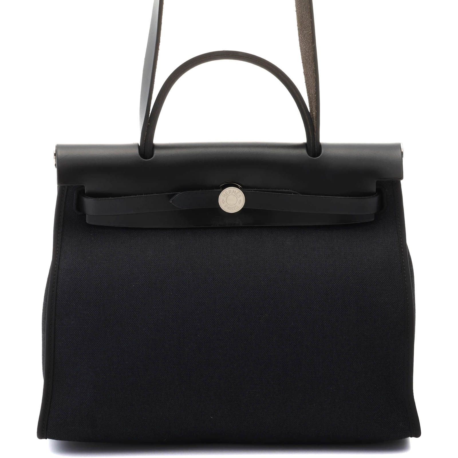 Hermes Herbag Zip PM Black Silver Vache Hunter Handbag