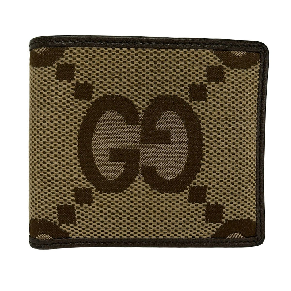 Gucci Bifold Wallet Beige Dark Brown Leather