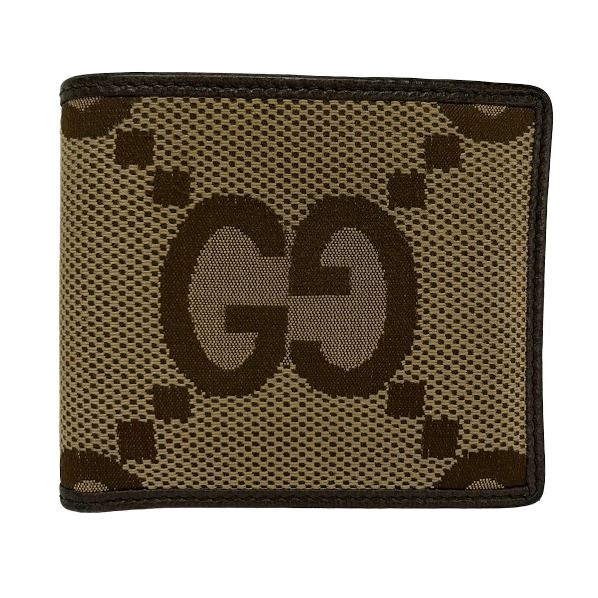 Gucci Bifold Wallet Beige Dark Brown Leather