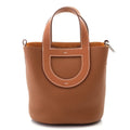 Hermes in the Loop 18 Gold Silver Handbag Taurillon Clemence Veau