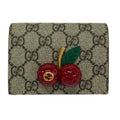 Gucci Bifold Wallet Cherry Beige Dark Brown Multi Leather