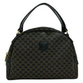 Celine Handbag Macadam Pattern Black Brown Leather