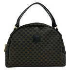 Celine Handbag Macadam Pattern Black Brown Leather
