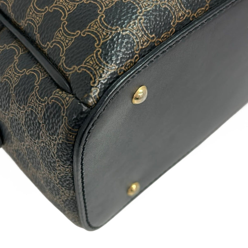 Celine Handbag Macadam Pattern Black Brown Leather — view 6