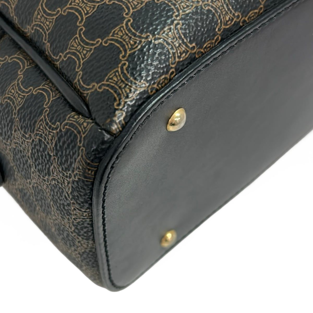 Celine Handbag Macadam Pattern Black Brown Leather — view 6