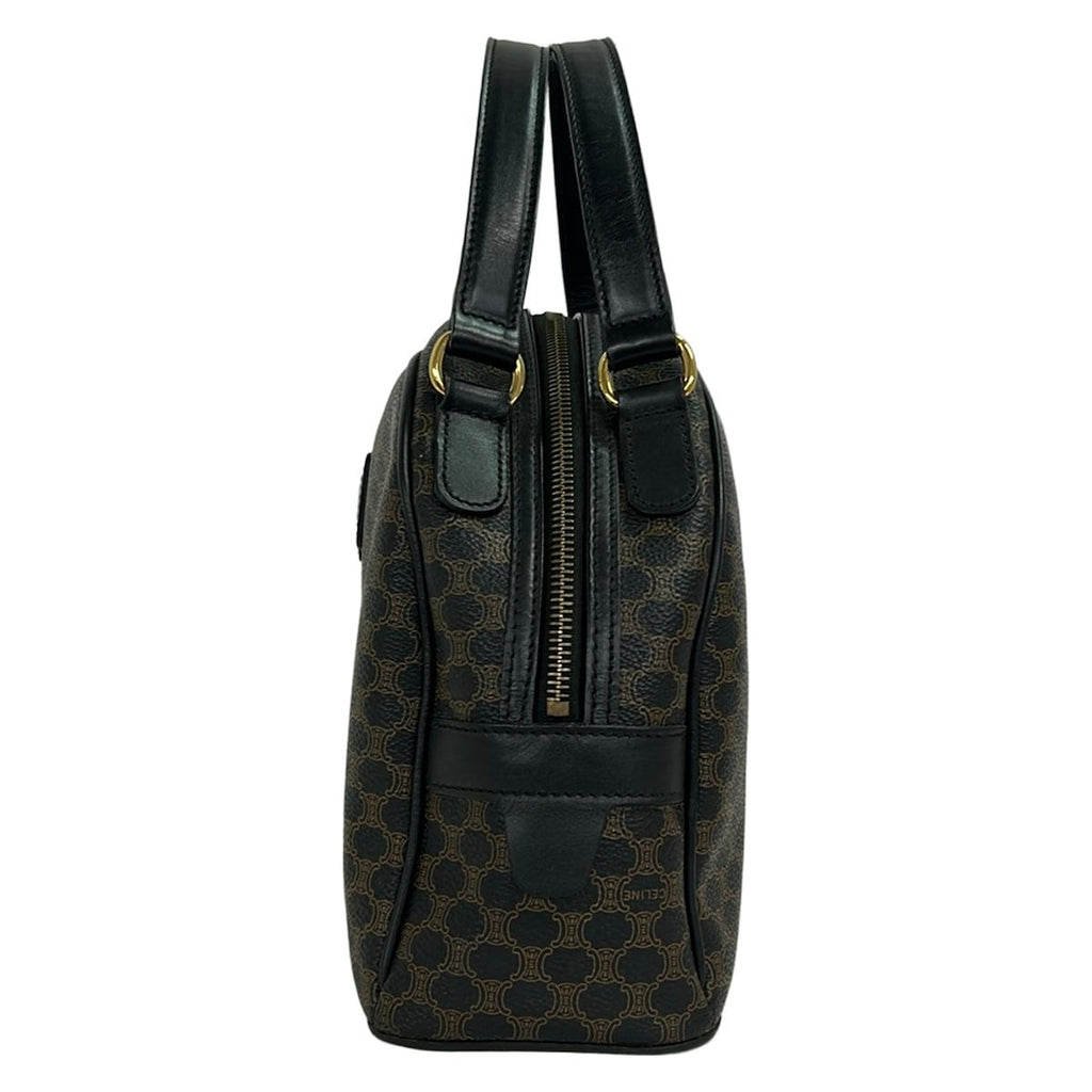 Celine Handbag Macadam Pattern Black Brown Leather — view 4