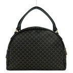 Celine Handbag Macadam Pattern Black Brown Leather — view 3