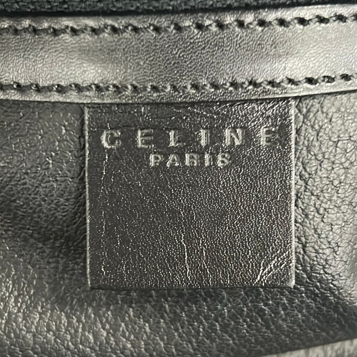 Celine Handbag Macadam Pattern Black Brown Leather — view 8