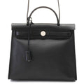 Hermes Herbag Zip PM Gray Black Silver Shoulder Bag Toile H Berlin Veau