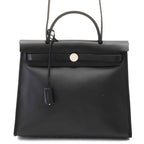 Hermes Herbag Zip PM Gray Black Silver Shoulder Bag Toile H Berlin Veau