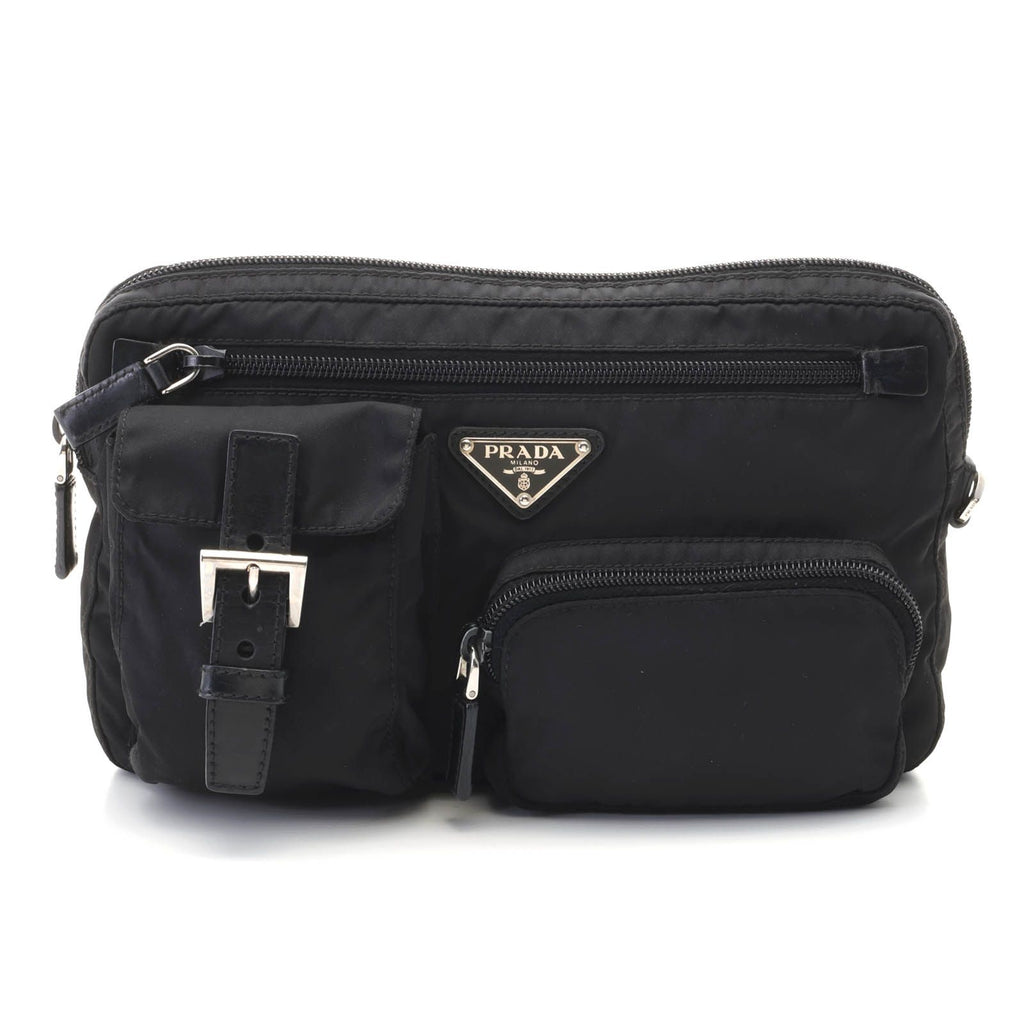 Prada Waist Bag Black Nylon Leather