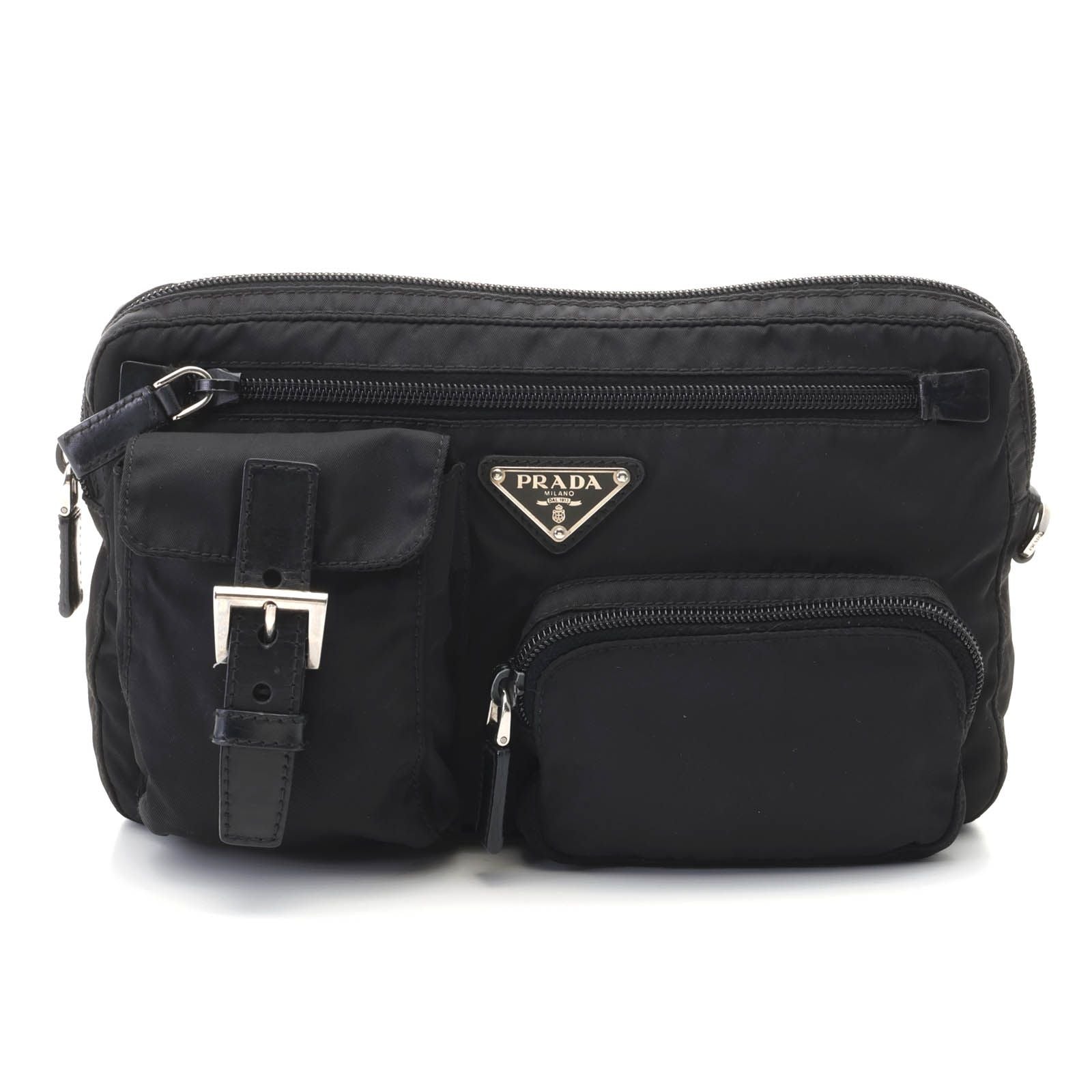 Prada Waist Bag Black Nylon Leather