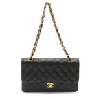 Chanel Quilted Double Flap 25 Chain Shoulder Black Lambskin Bag