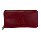 Saint Laurent Wallet Red Zip Around Leather