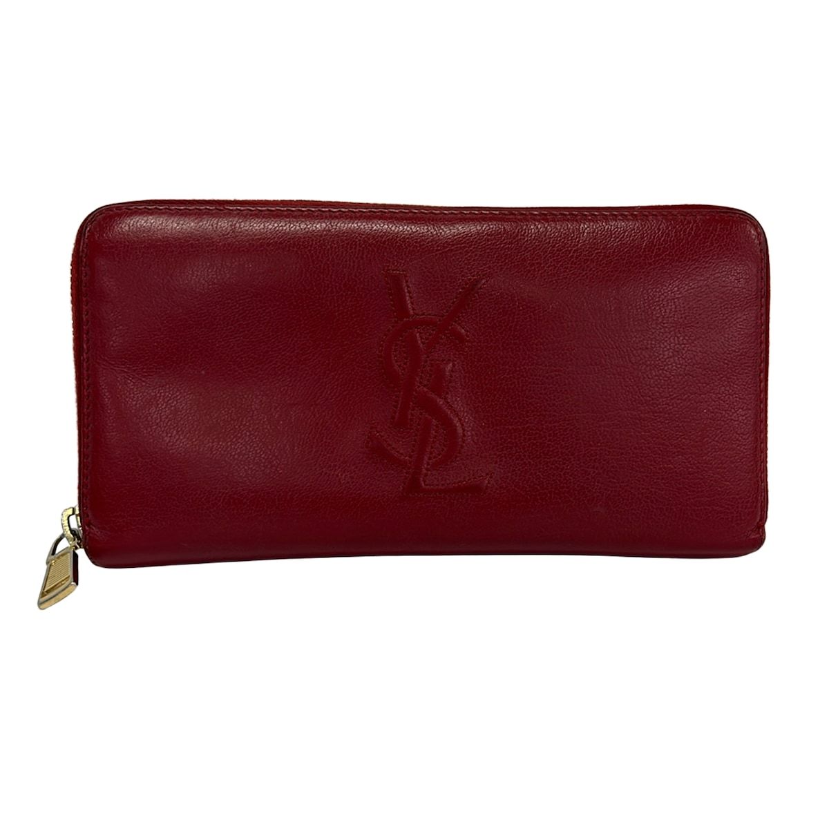 Saint Laurent Wallet Red Zip Around Leather