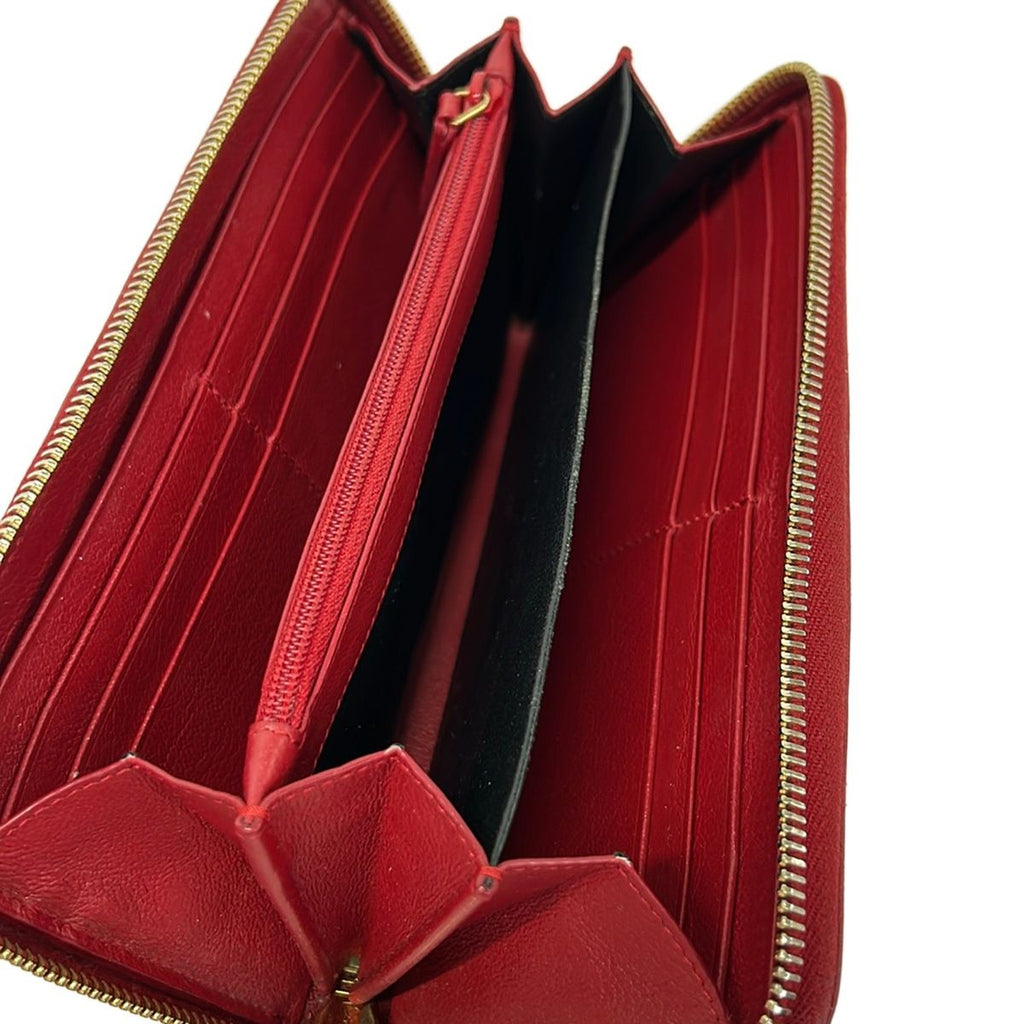 Saint Laurent Wallet Red Zip Around Leather — view 3