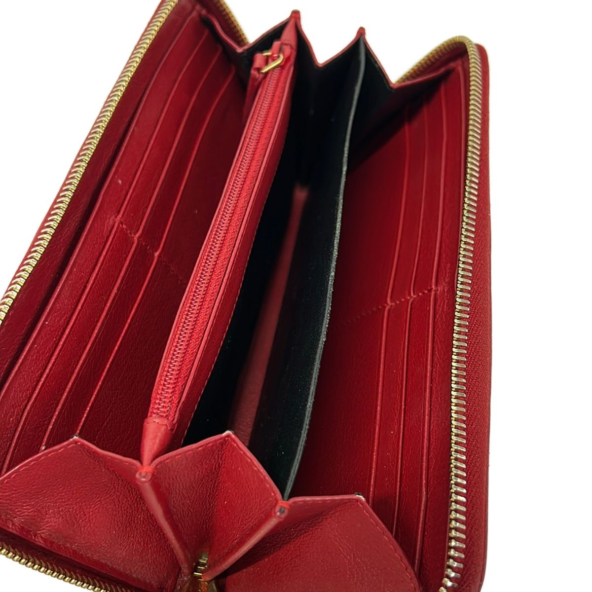 Saint Laurent Wallet Red Zip Around Leather — view 3
