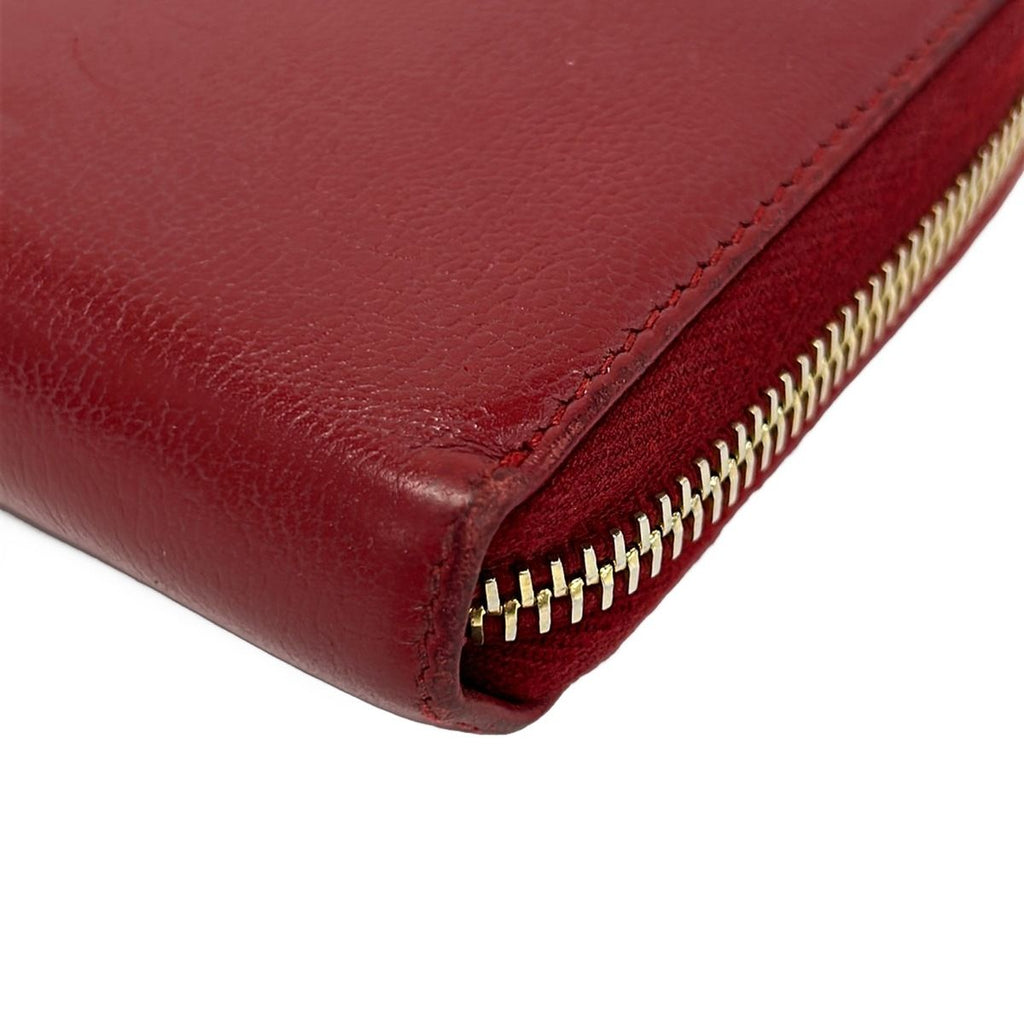 Saint Laurent Wallet Red Zip Around Leather — view 7