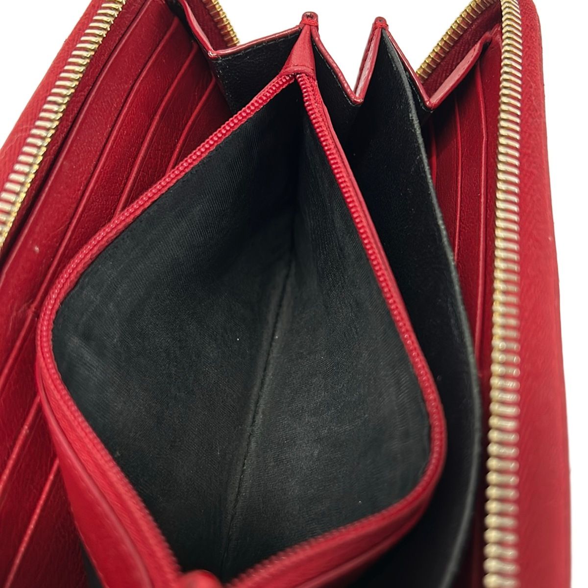 Saint Laurent Wallet Red Zip Around Leather — view 4