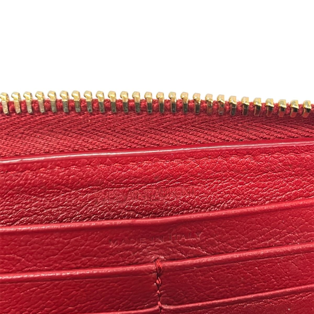 Saint Laurent Wallet Red Zip Around Leather — view 5