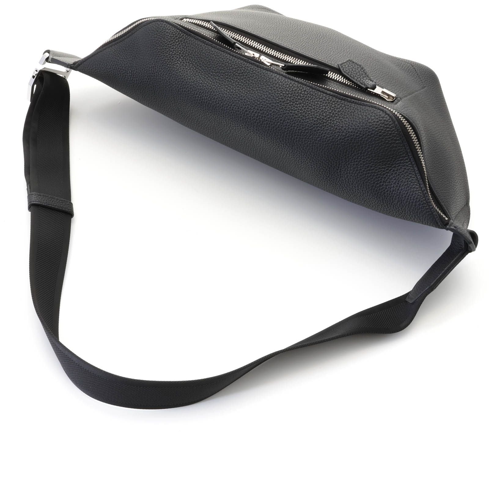 Hermes City Slide Cross GM Black Silver Belt Bag Togo — view 4