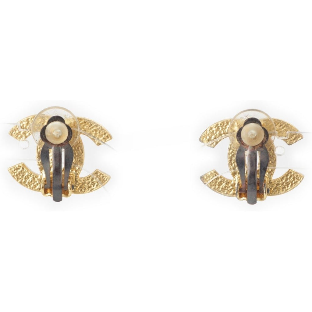 Chanel 01A Rhinestone CC Logo Earrings Black — view 2