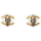 Chanel 01A Rhinestone CC Logo Earrings Black — view 2