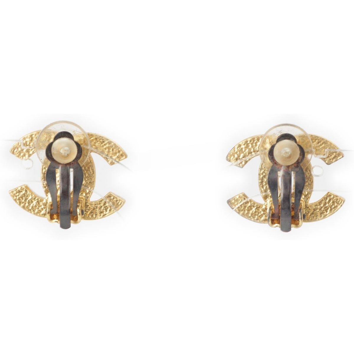 Chanel 01A Rhinestone CC Logo Earrings Black — view 2