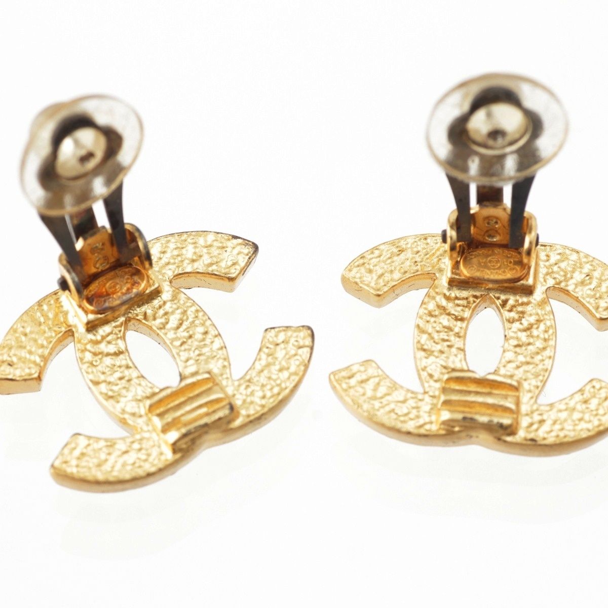 Chanel 01A Rhinestone CC Logo Earrings Black — view 5