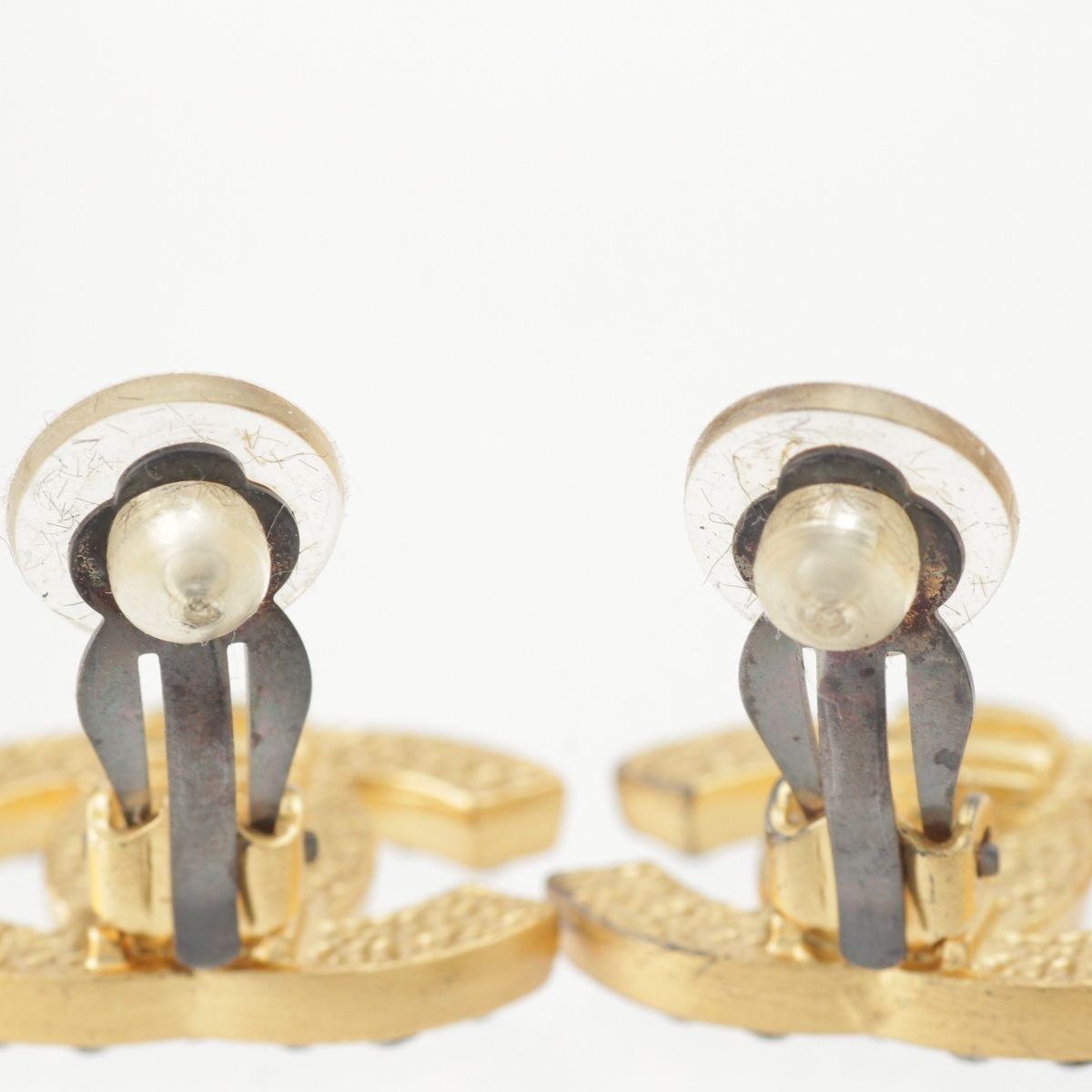Chanel 01A Rhinestone CC Logo Earrings Black — view 7