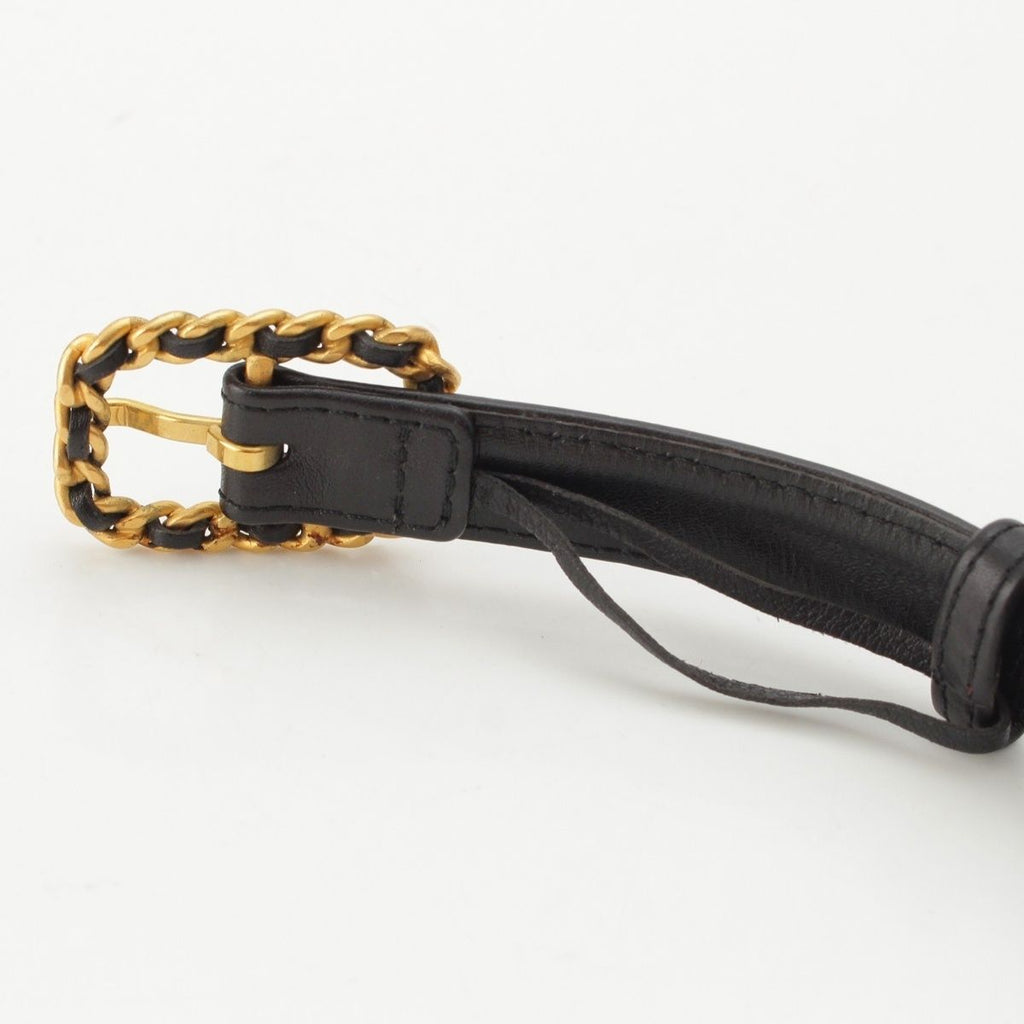 Chanel 96P Leather Quilted Vintage Belt Black 70/28