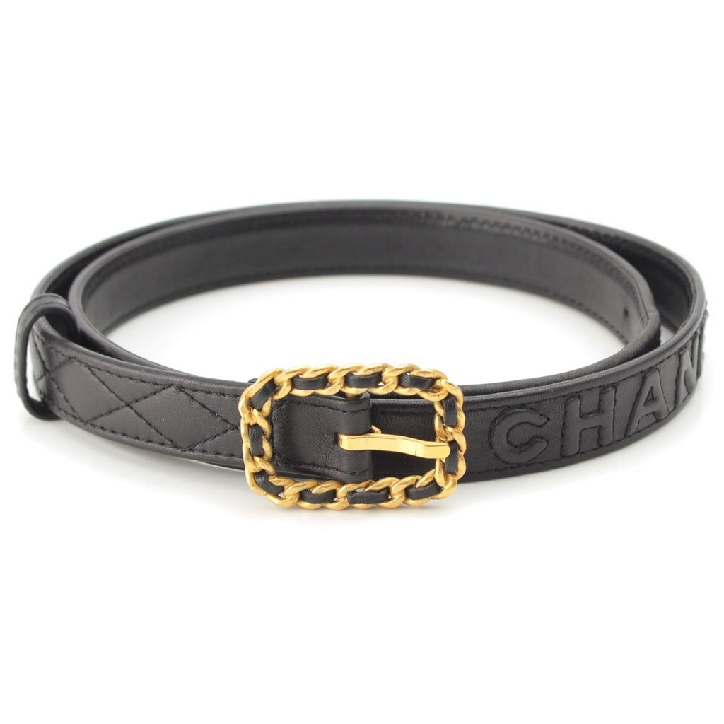Chanel 96P Leather Quilted Vintage Belt Black 70/28
