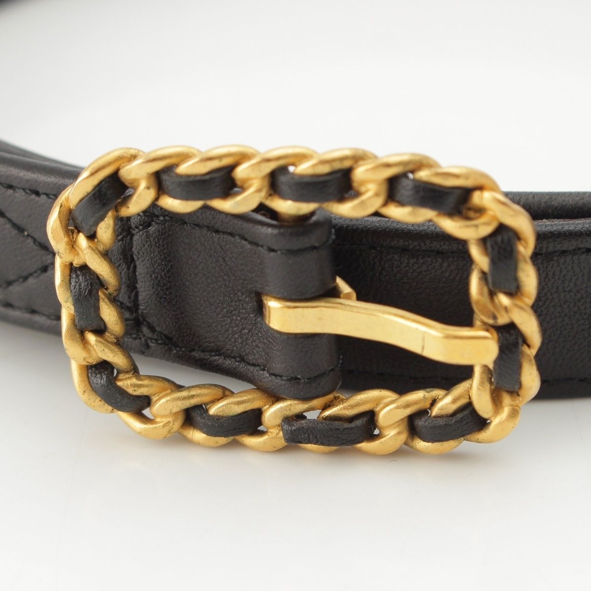 Chanel 96P Leather Quilted Vintage Belt Black 70/28