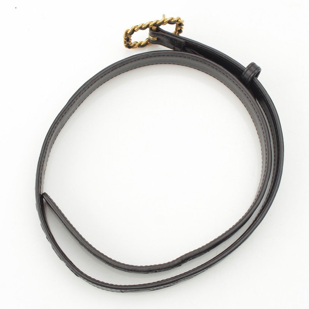Chanel 96P Leather Quilted Vintage Belt Black 70/28