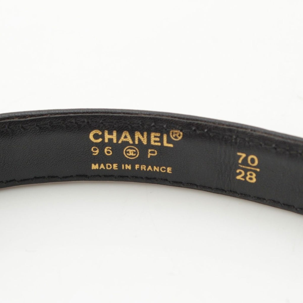 Chanel 96P Leather Quilted Vintage Belt Black 70/28