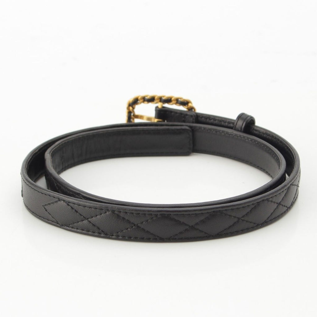 Chanel 96P Leather Quilted Vintage Belt Black 70/28