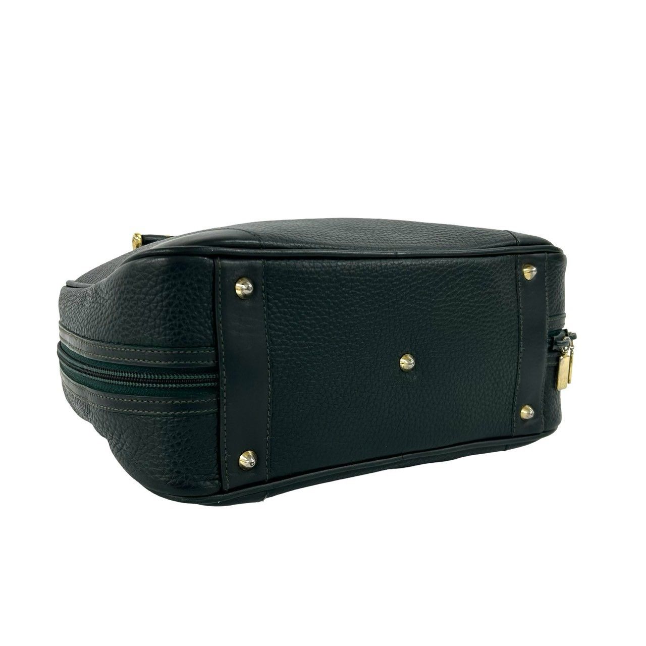 Gucci Vintage GG Logo Leather Mini Boston Bag Green — view 7