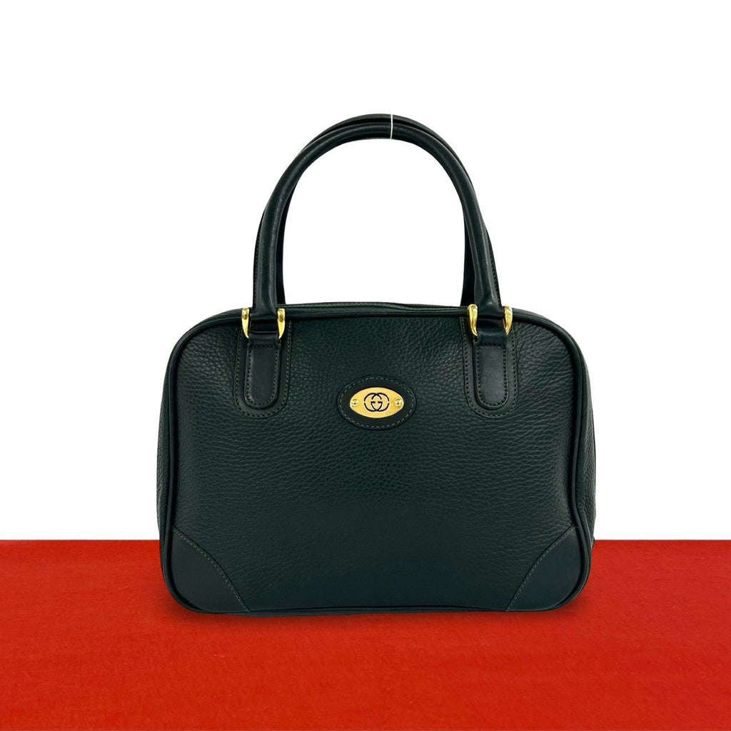 Gucci Vintage GG Logo Leather Mini Boston Bag Green