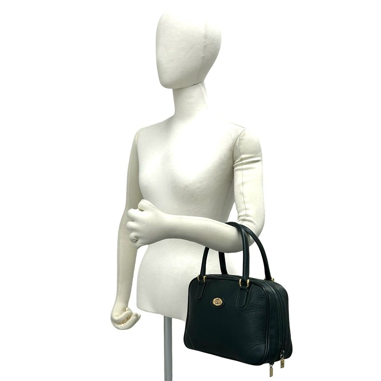 Gucci Vintage GG Logo Leather Mini Boston Bag Green — view 2