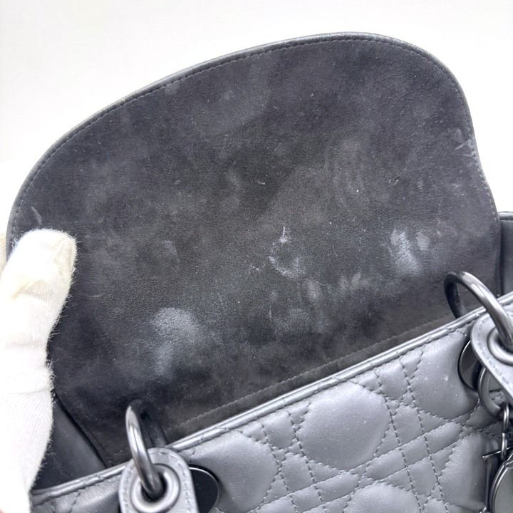 Dior Ultra Matte Lady Dior Cannage Medium Bag Calfskin Black — view 6