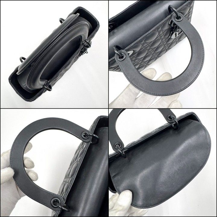 Dior Ultra Matte Lady Dior Cannage Medium Bag Calfskin Black — view 5